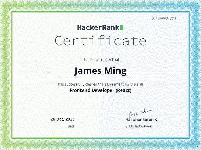 HackerRank Frontend Certificate